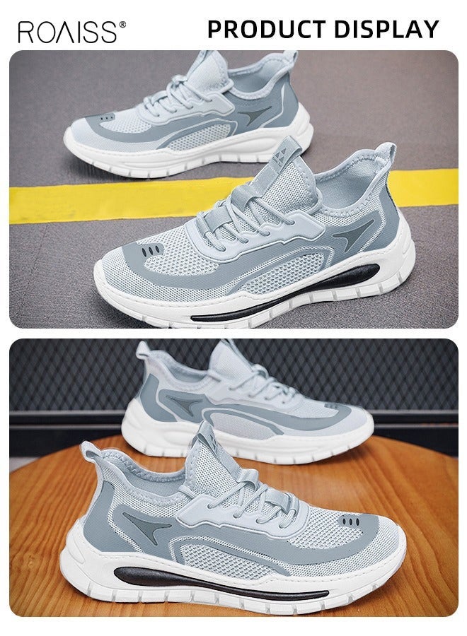 roaiss Men Stylish Sneakers, Lightweight Breathable Trainers for Men, Lace up Non Slip Sports Shoes, Shock Absorbing Athletic Shoes with Soft Lining, Suitable for Daily Wear and Outdoor Activities - Image 4